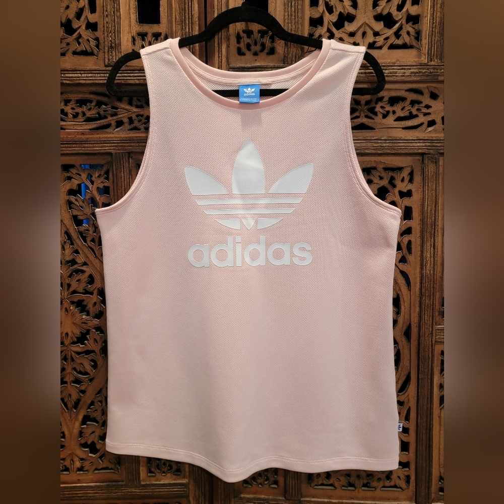 Adidas Waffle Knit Trefoil Sleeveless Jersey in Icey Pink, Size Med